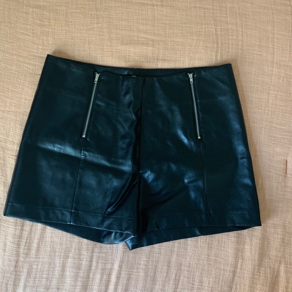 Black Faux Leather Shorts